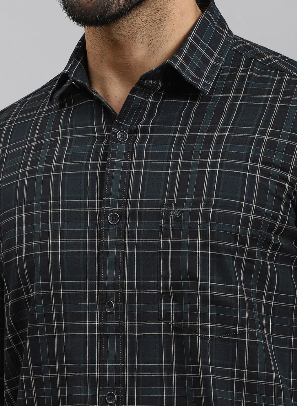 Men Blue Check Pure Cotton Shirt - Image 6