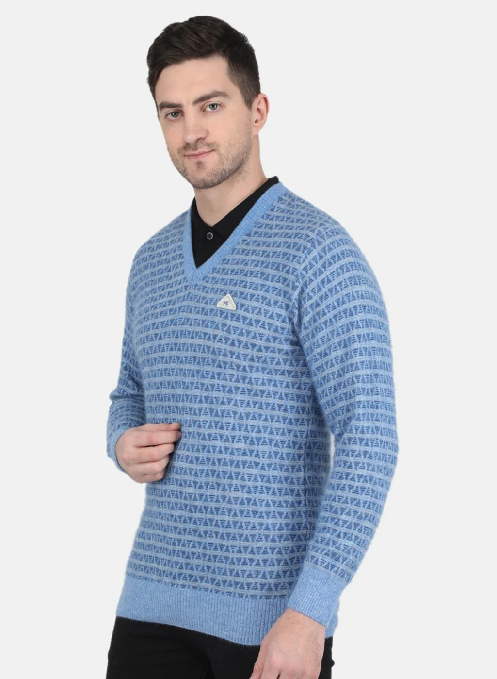 Men Blue Jaquard Pullover - Image 2