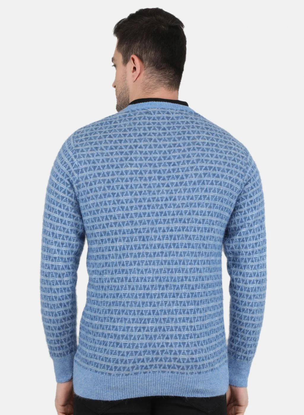 Men Blue Jaquard Pullover - Image 3