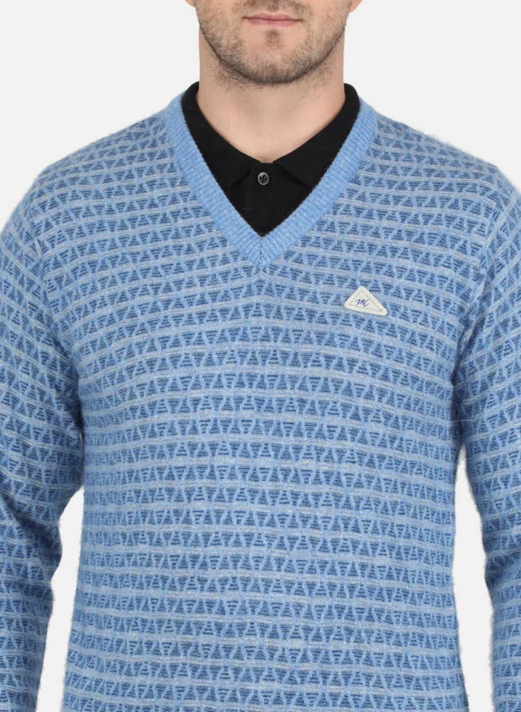 Men Blue Jaquard Pullover - Image 5