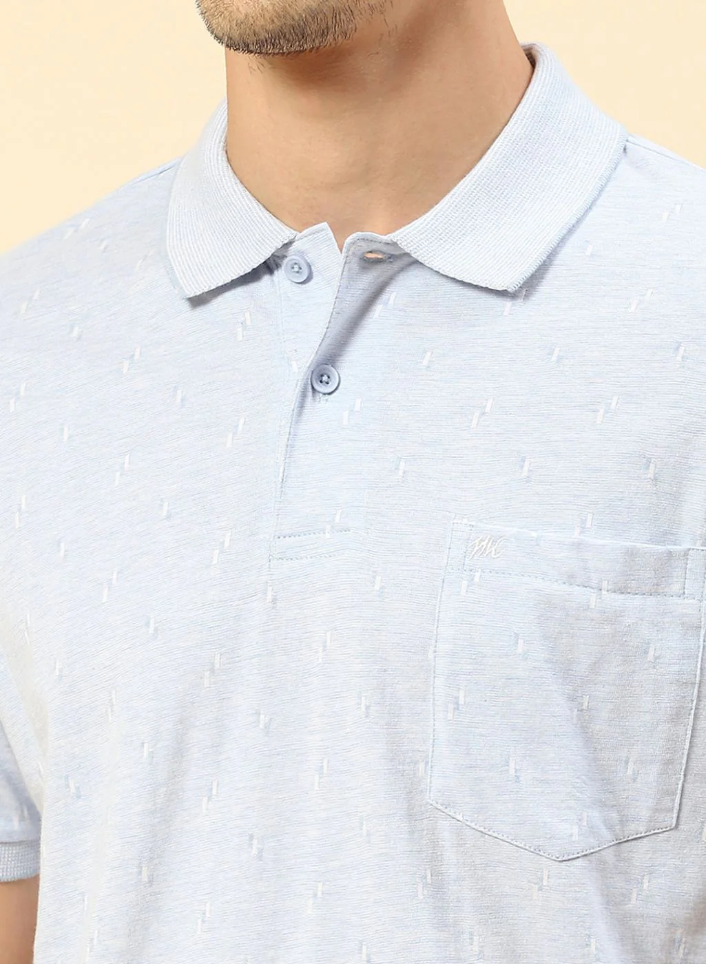 Men Blue Jaquard T-Shirt - Image 6