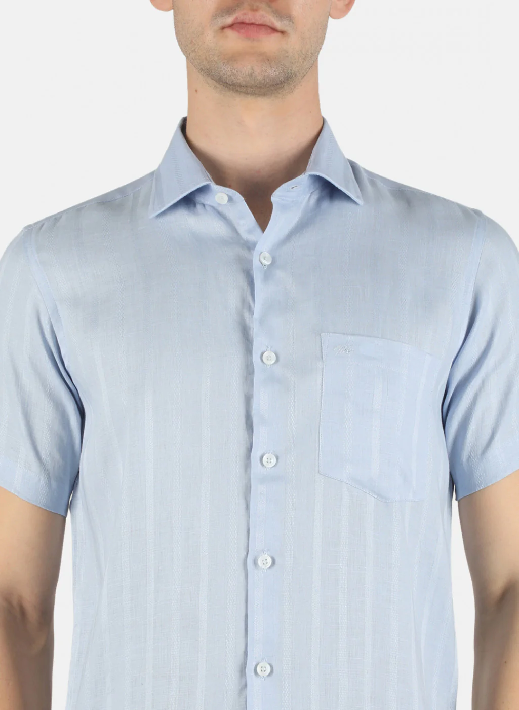 Men Blue Printed Linen Shirt - Image 5