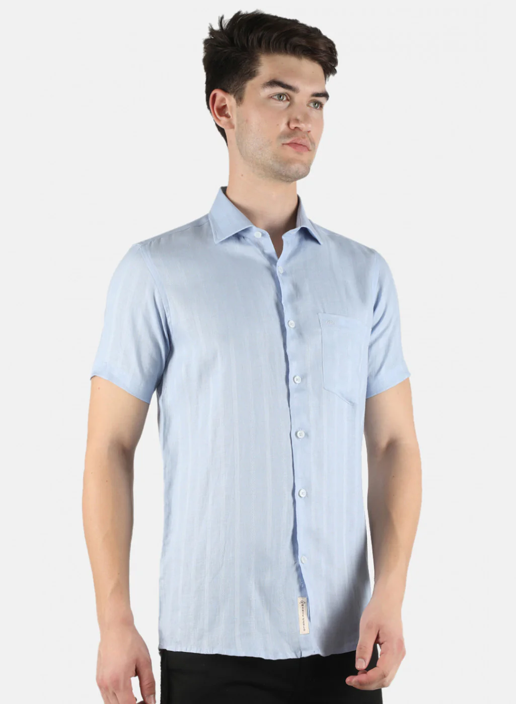 Men Blue Printed Linen Shirt - Image 6