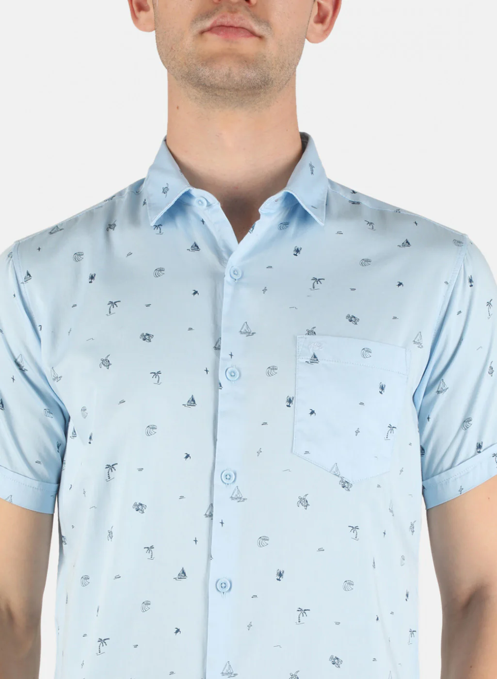 Men Blue Printed Shirt - Image 5