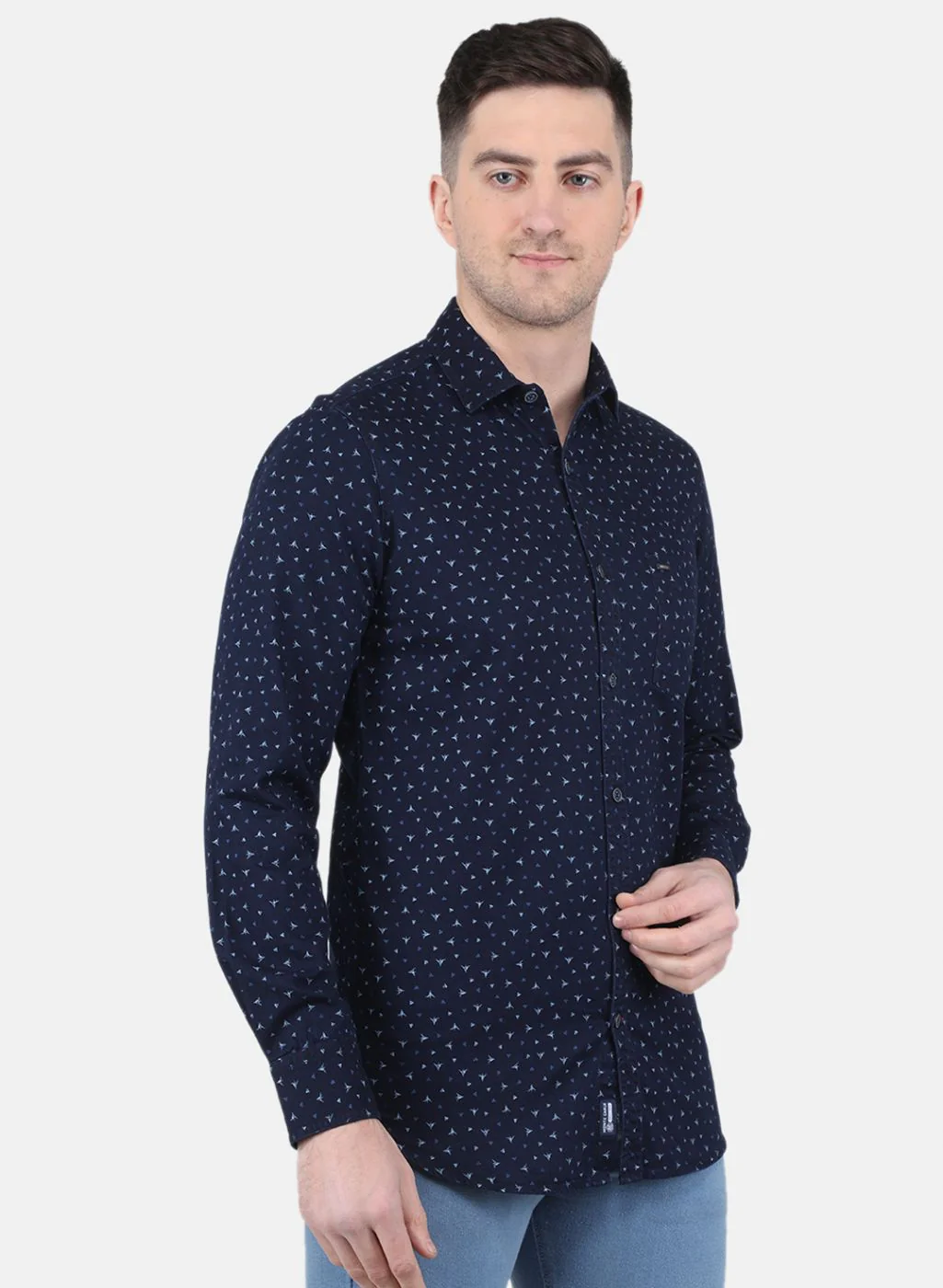 Men Blue Printed Shirt - Image 6