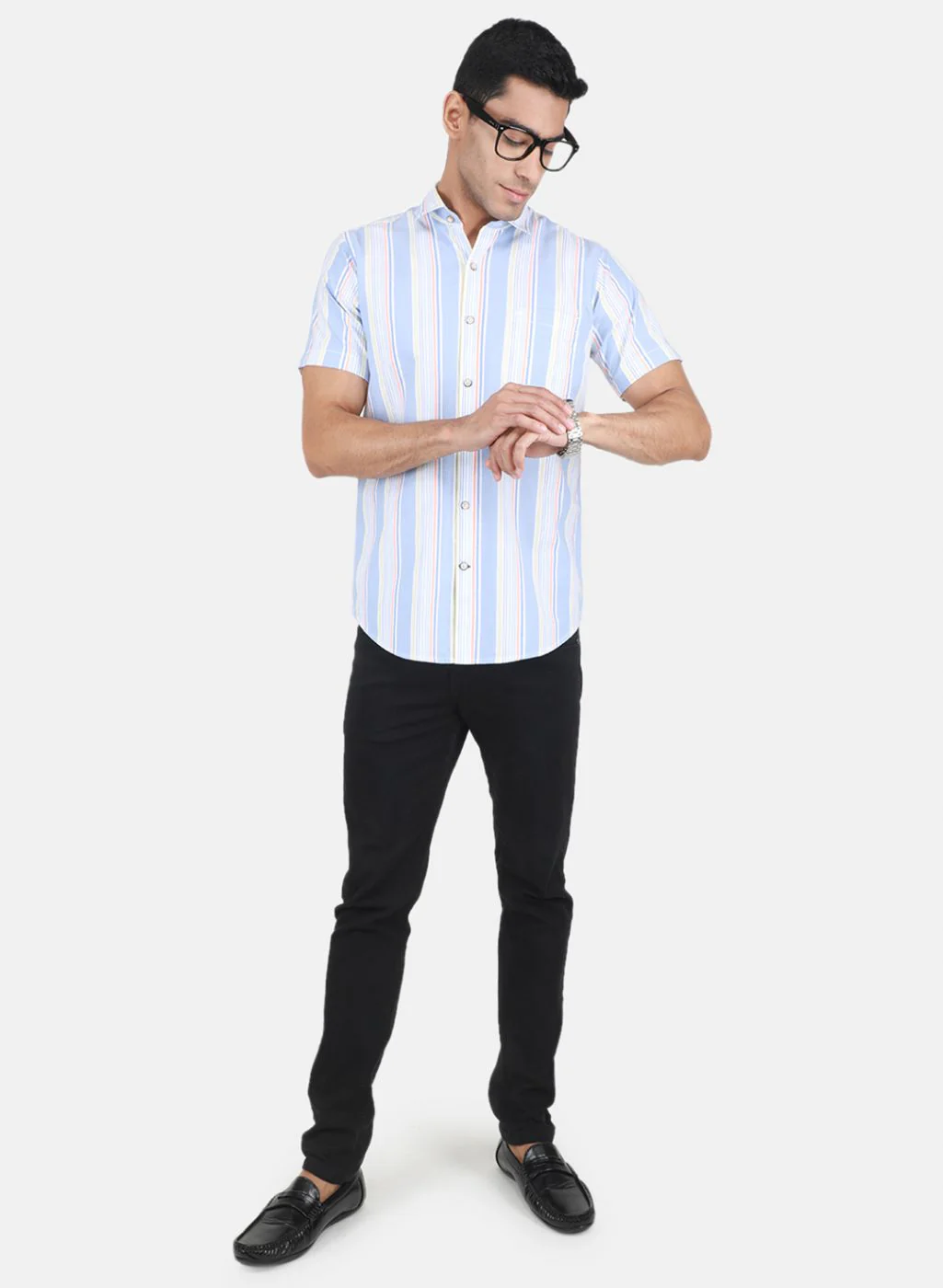Men Blue Printed Shirt - Image 4