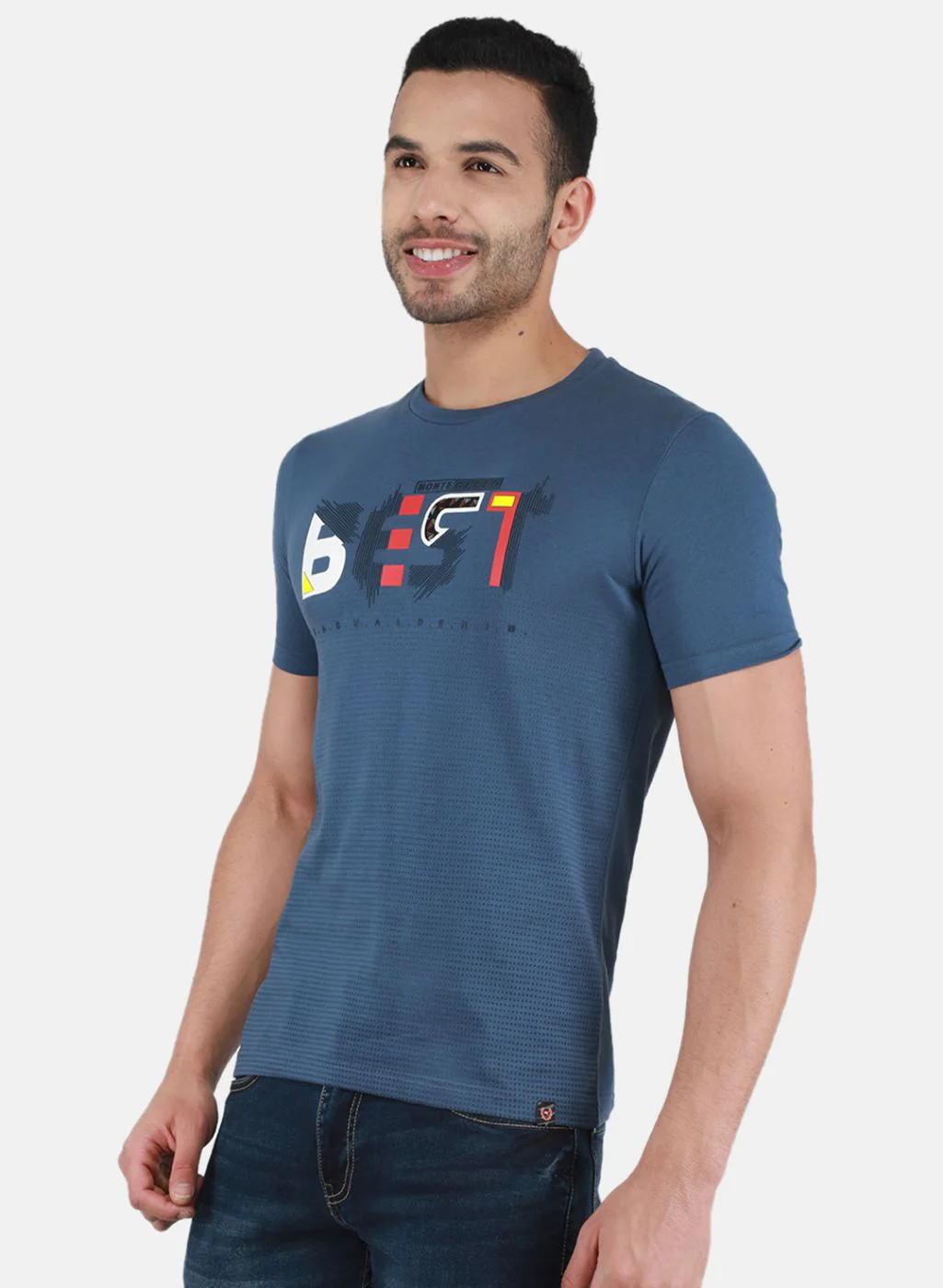 Men Blue Printed T-Shirt - Image 2