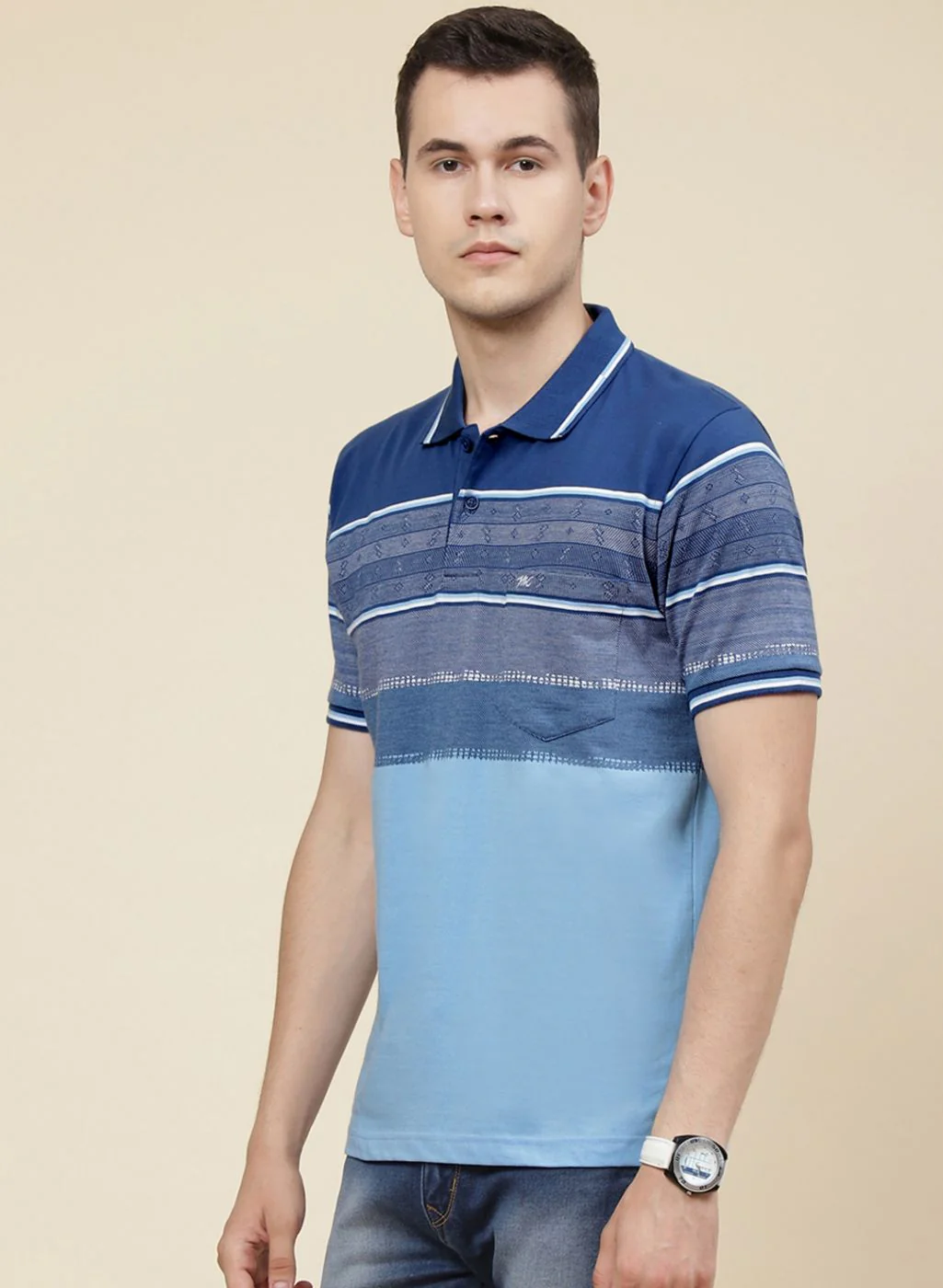 Men Blue Printed T-Shirt - Image 3