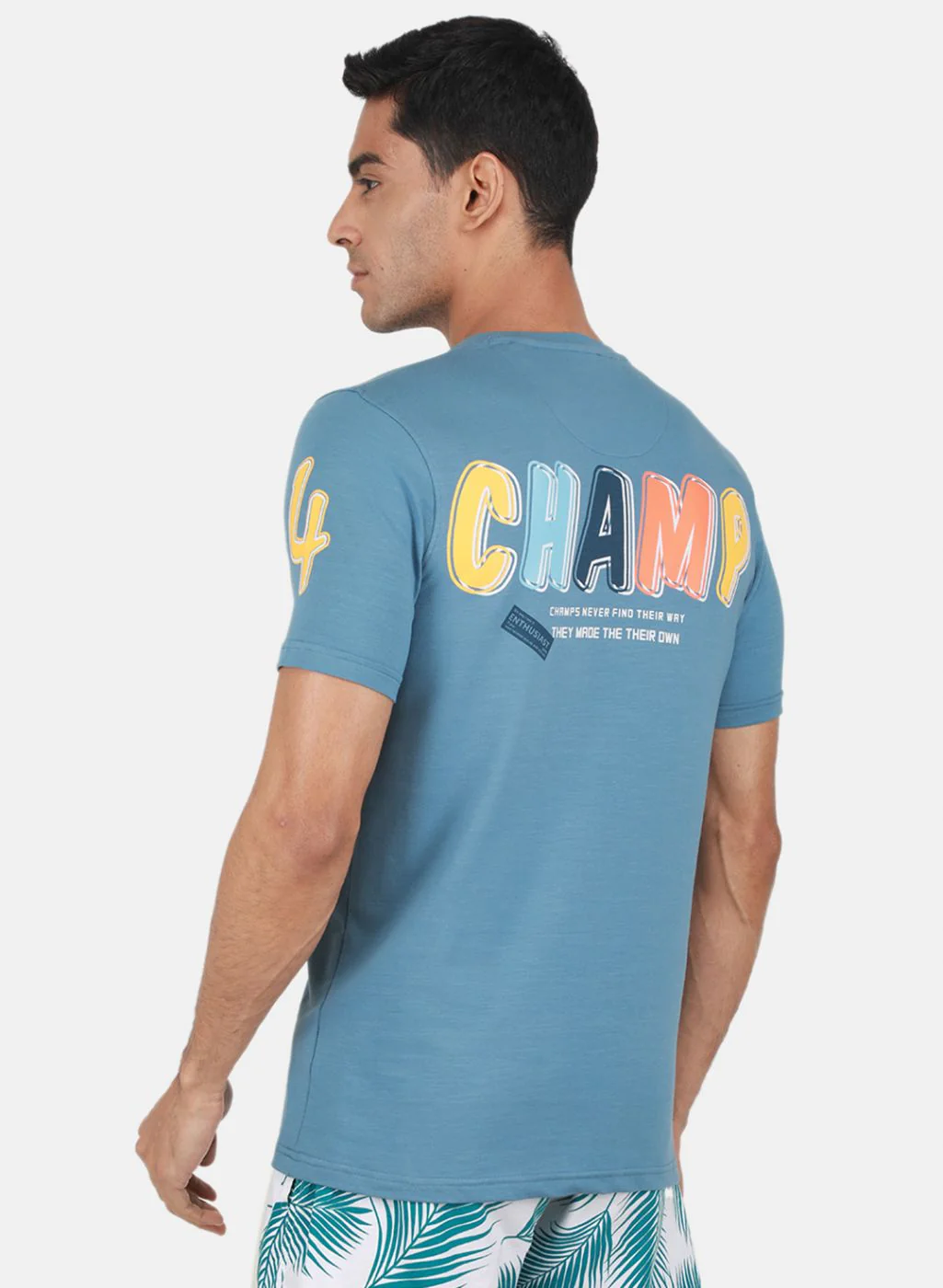 Men Blue Printed T-Shirt - Image 3