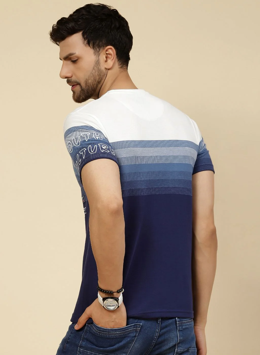 Men Blue Printed T-Shirt - Image 5