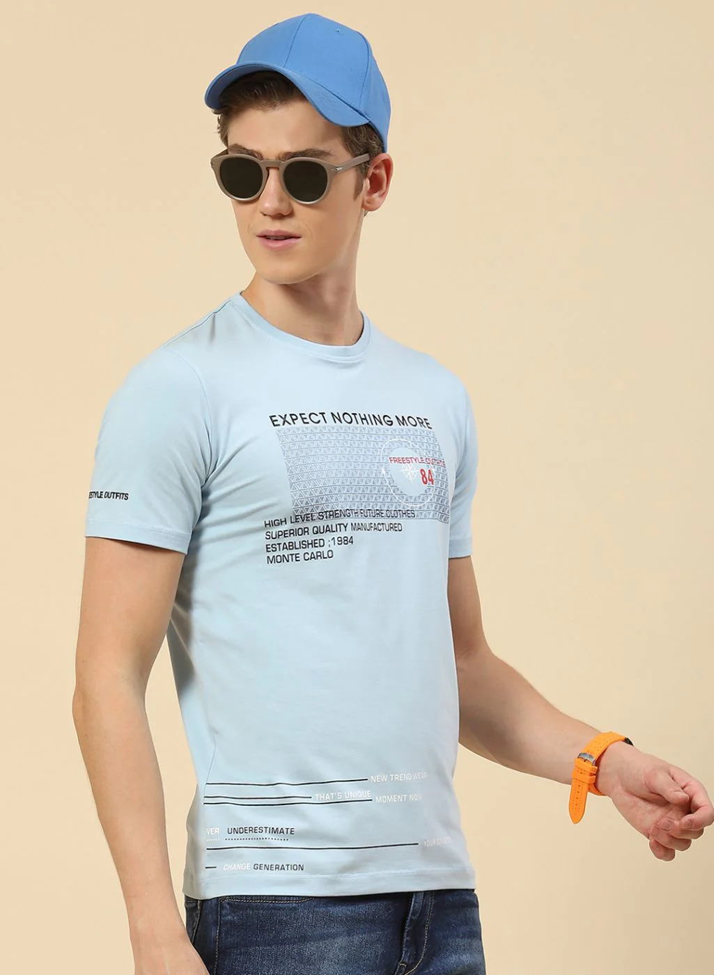 Men Blue Printed T-Shirt - Image 3
