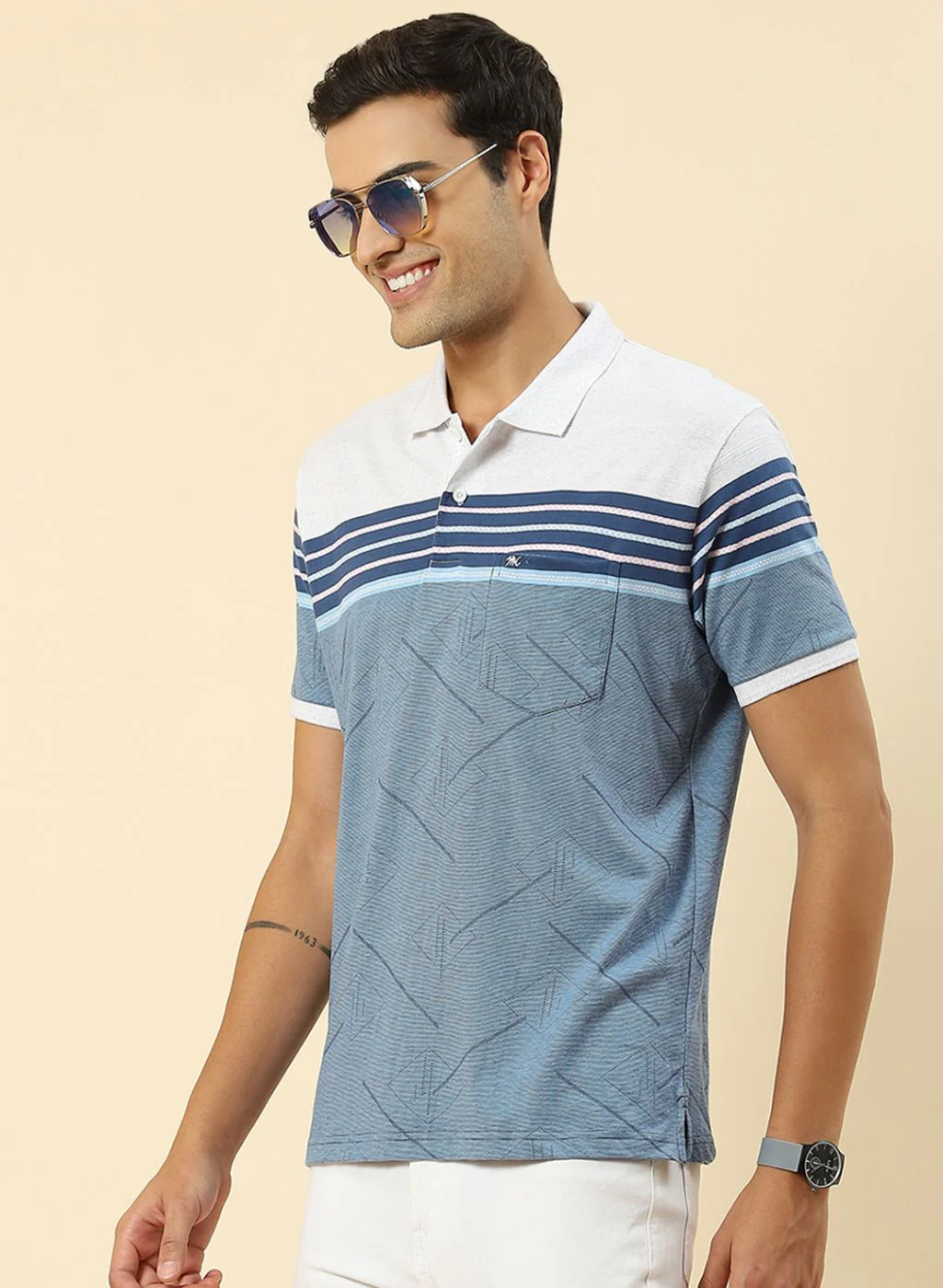Men Blue Printed T-Shirt - Image 3