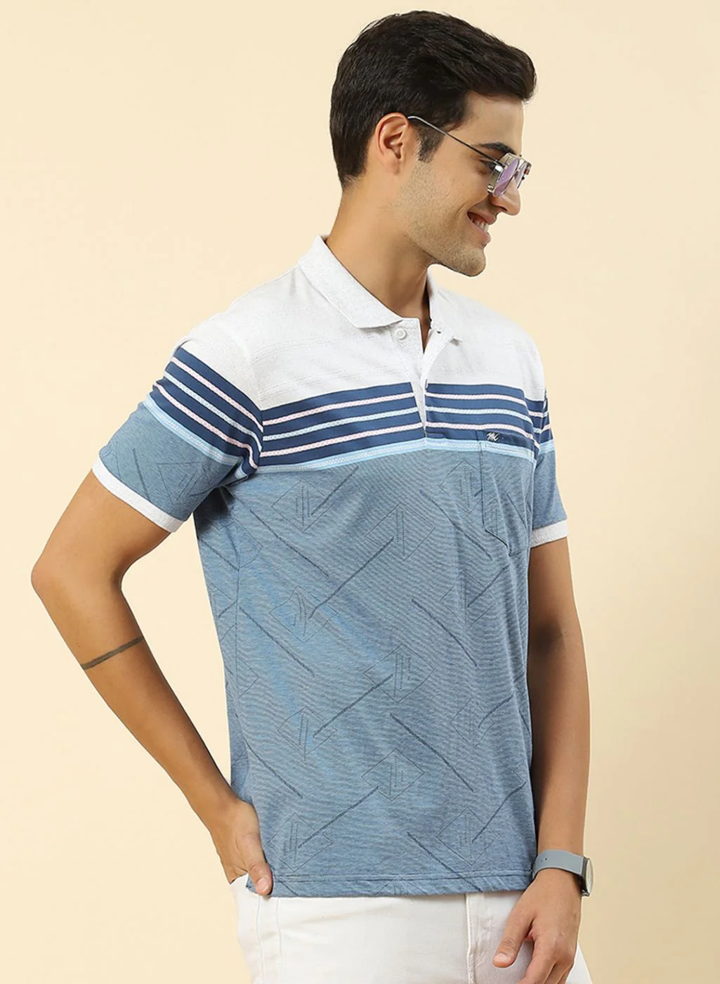 Men Blue Printed T-Shirt - Image 4
