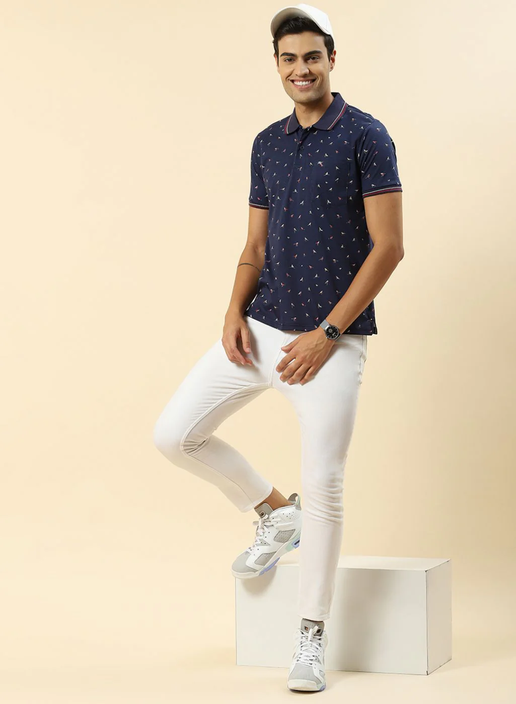 Men Blue Printed T-Shirt - Image 2