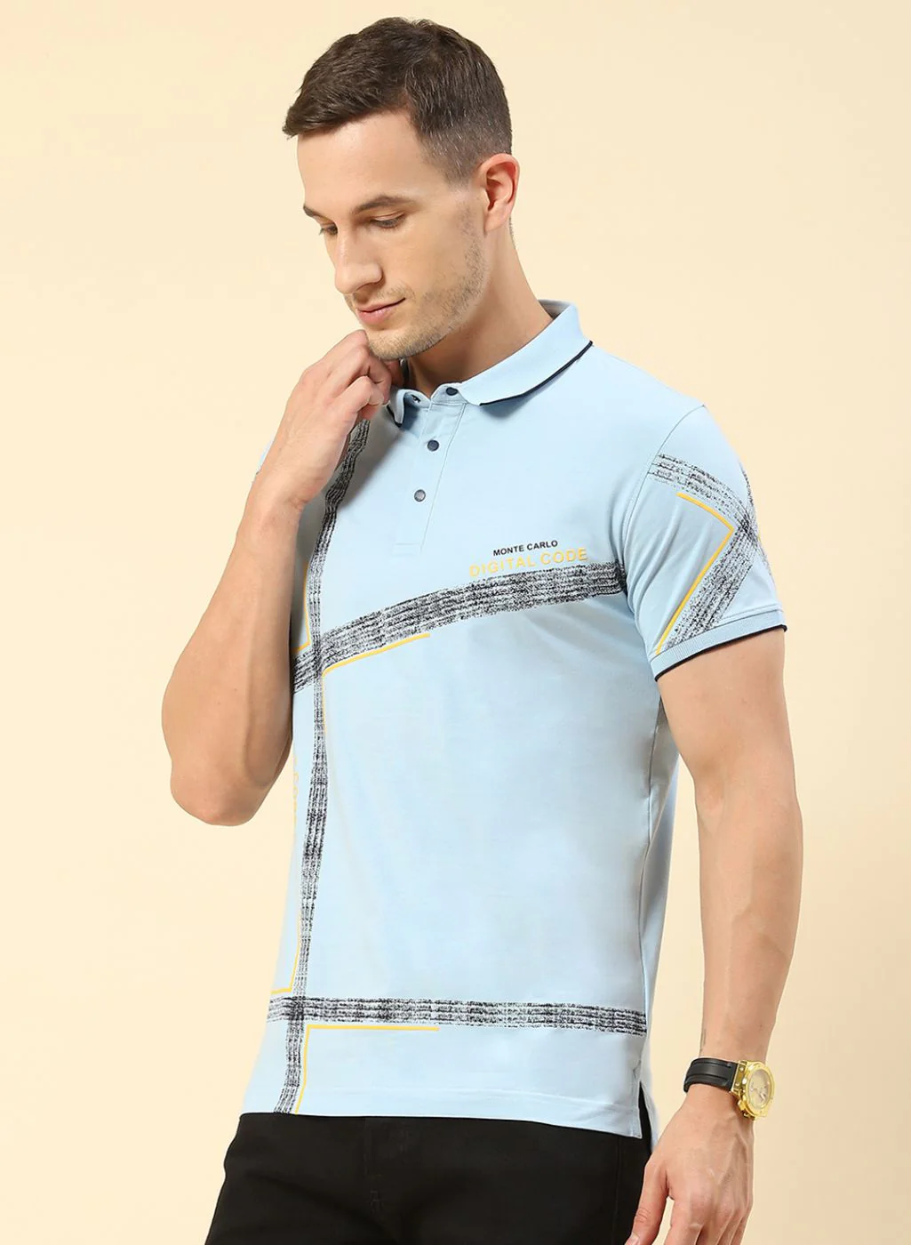 Men Blue Printed T-Shirt - Image 2