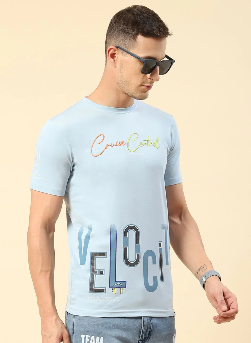 Men Blue Printed T-Shirt - Image 3