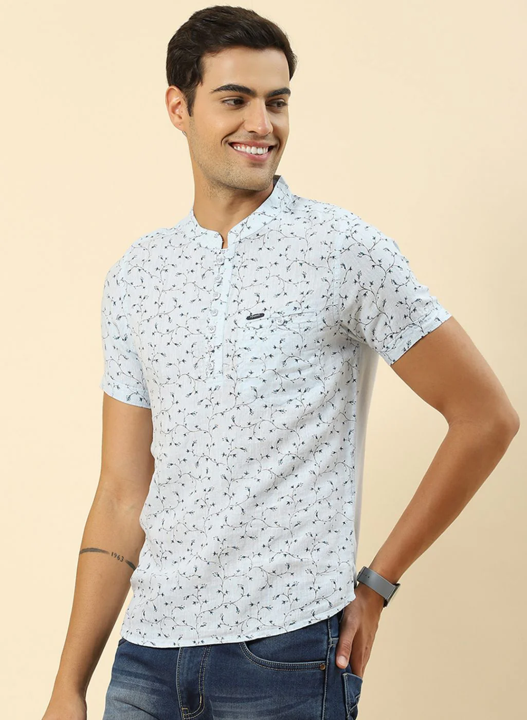 Men Blue Printed T-Shirt - Image 3