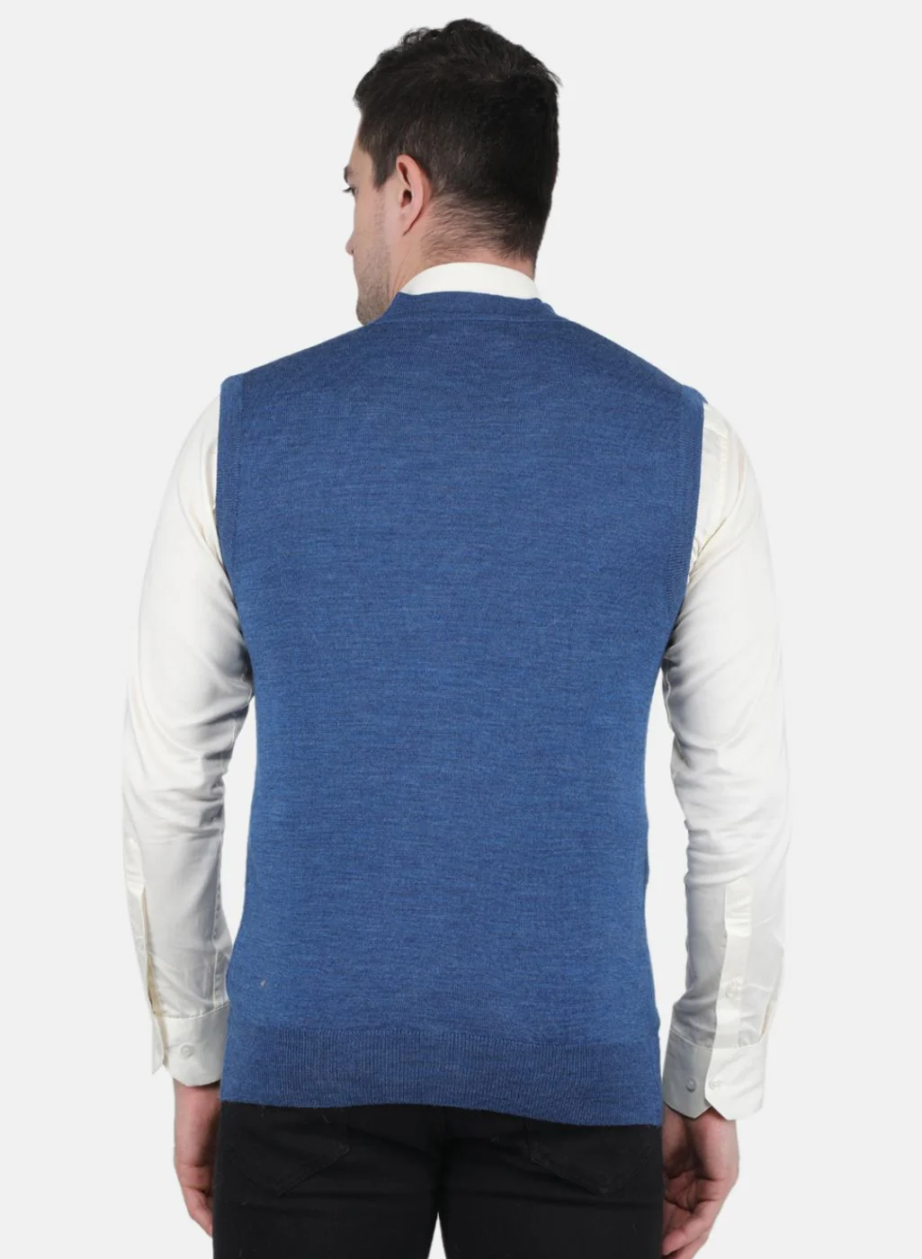 Men Blue Solid Cardigan - Image 3