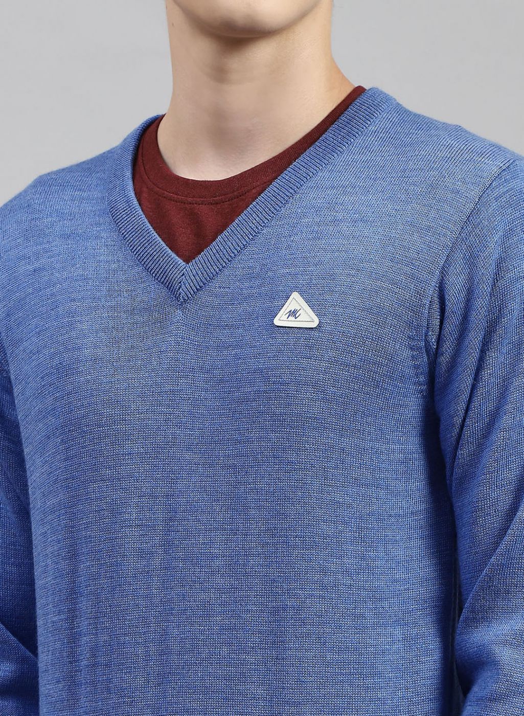 Men Blue Solid Pure wool Pullover - Image 6