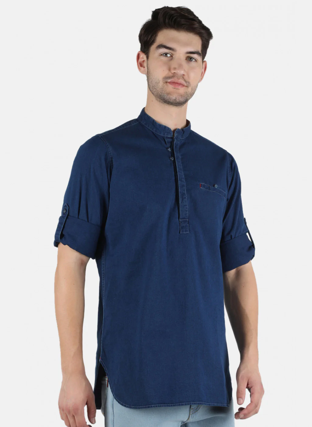 Men Blue Solid Shirt - Image 6