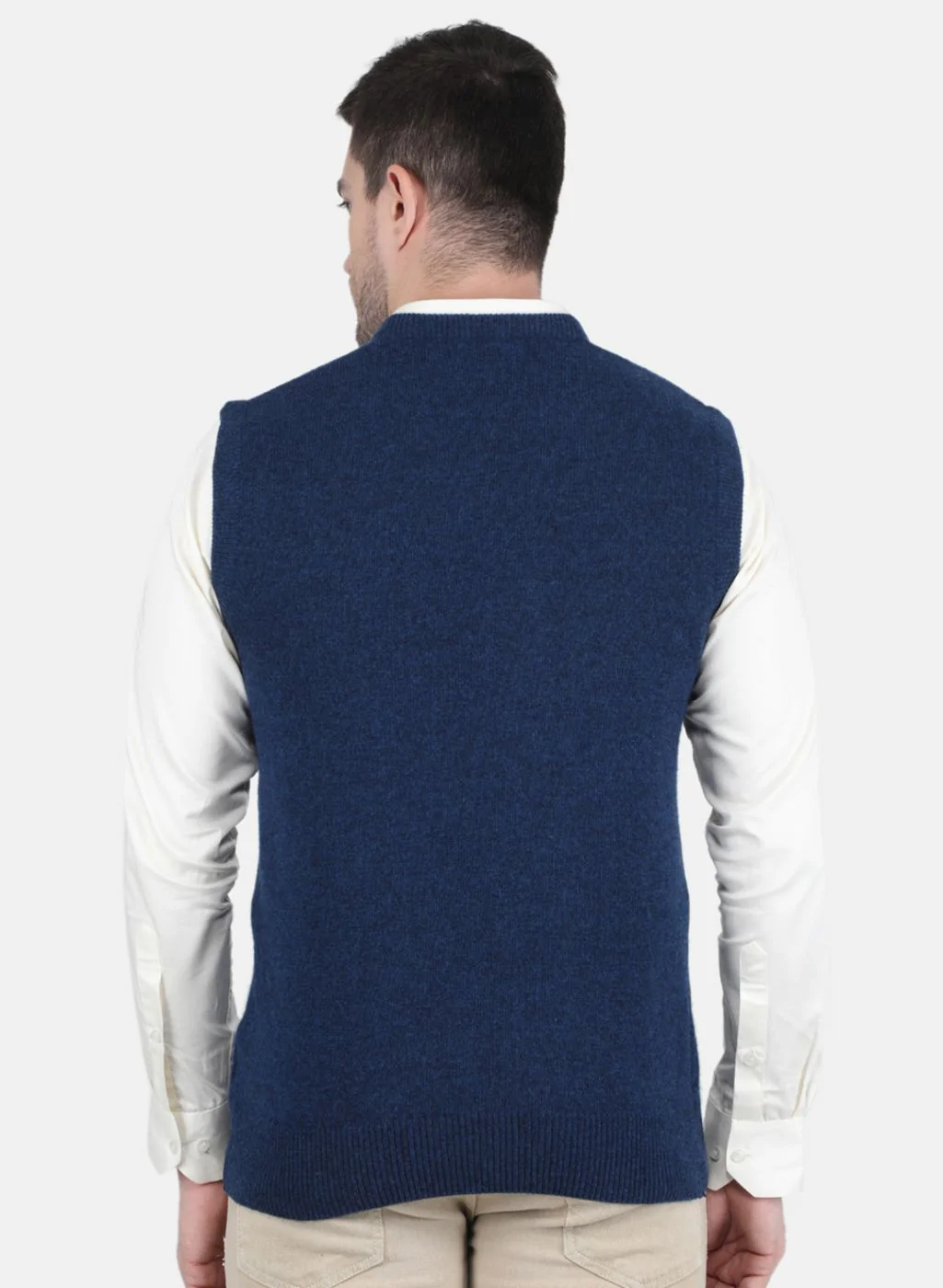 Men Blue Solid Sweater - Image 3
