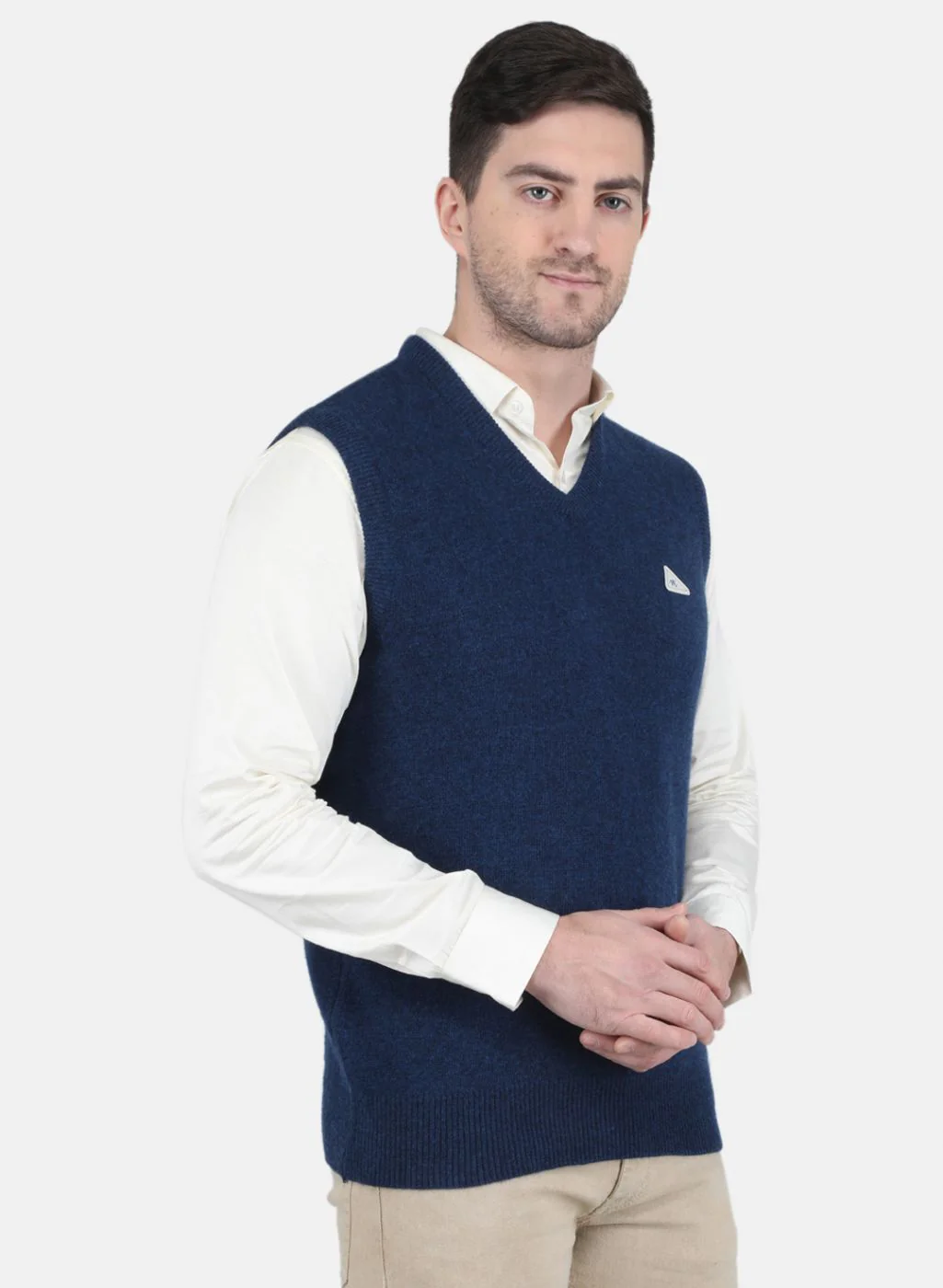 Men Blue Solid Sweater - Image 6