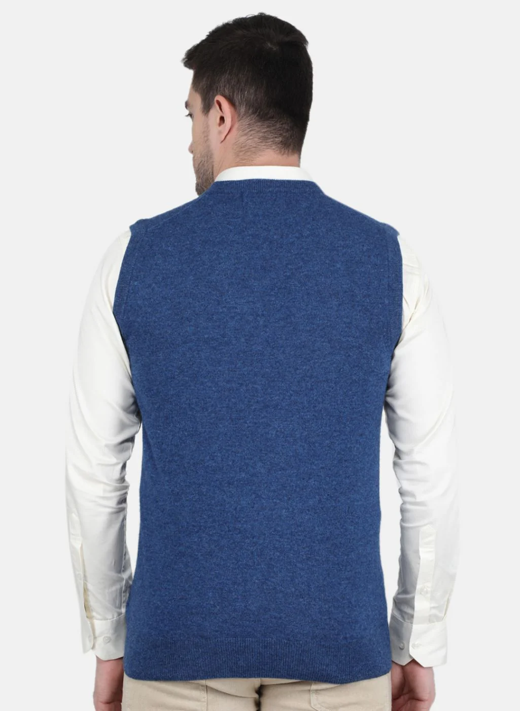 Men Blue Solid Sweater - Image 3