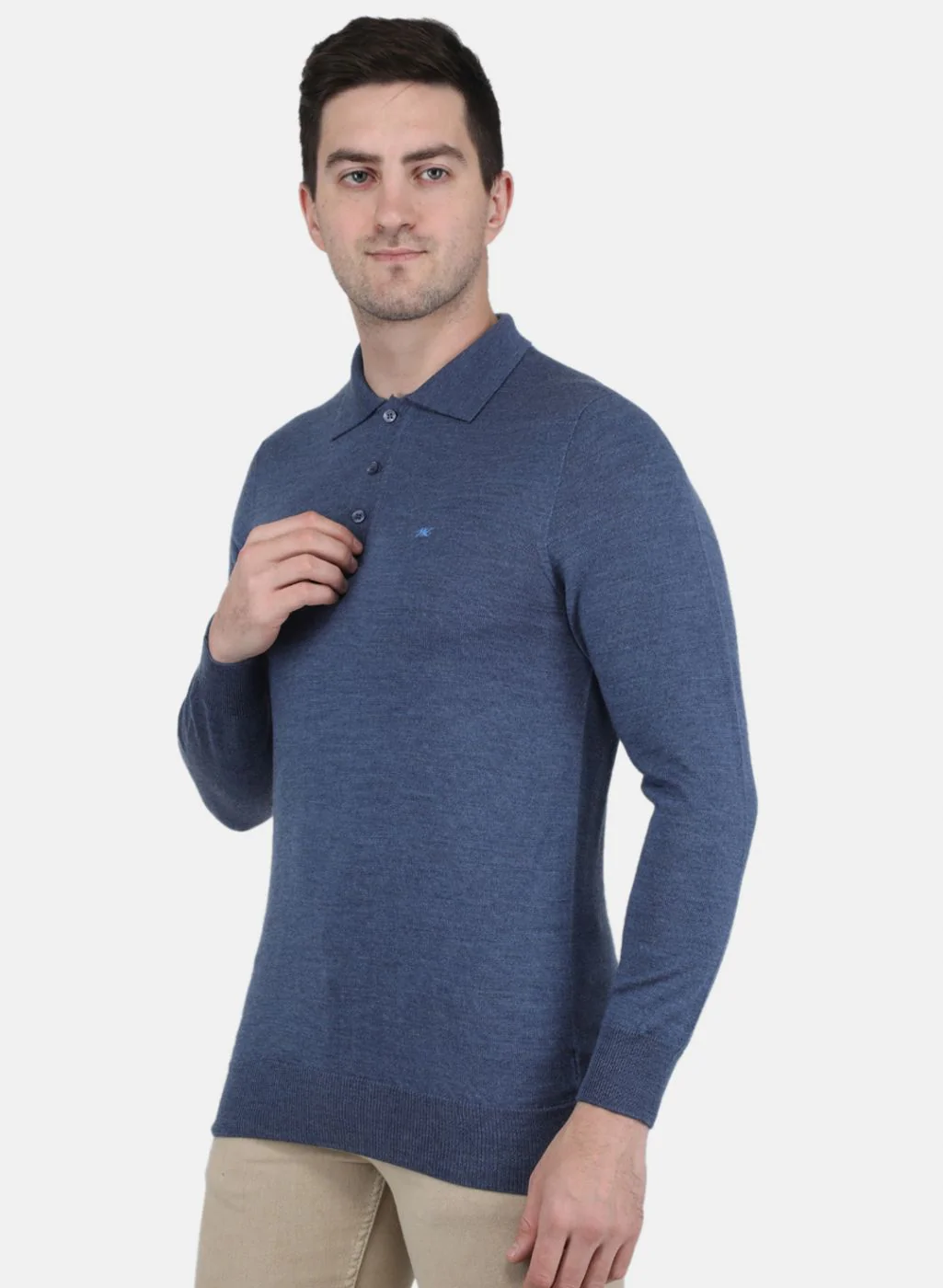 Men Blue Solid T-Shirt - Image 2