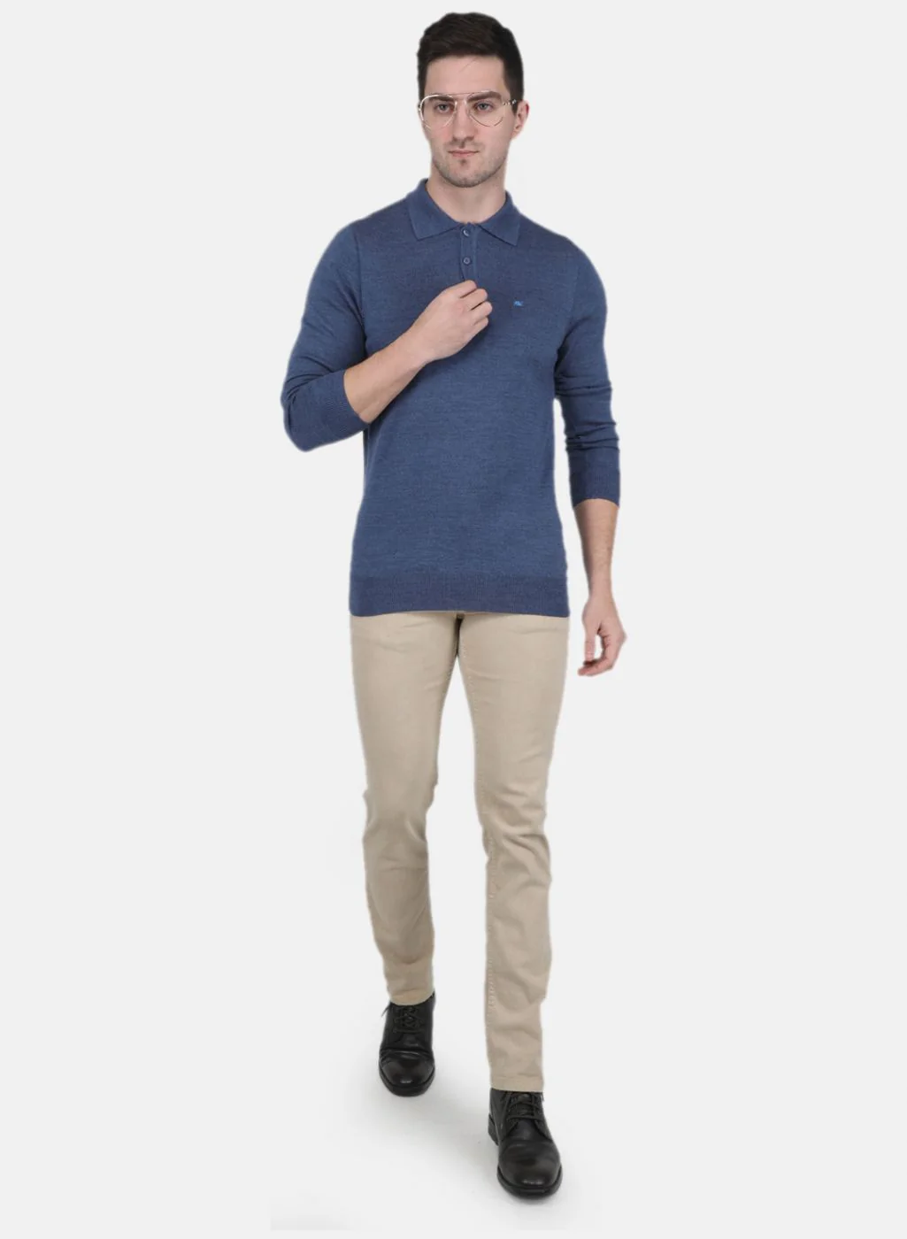 Men Blue Solid T-Shirt - Image 4