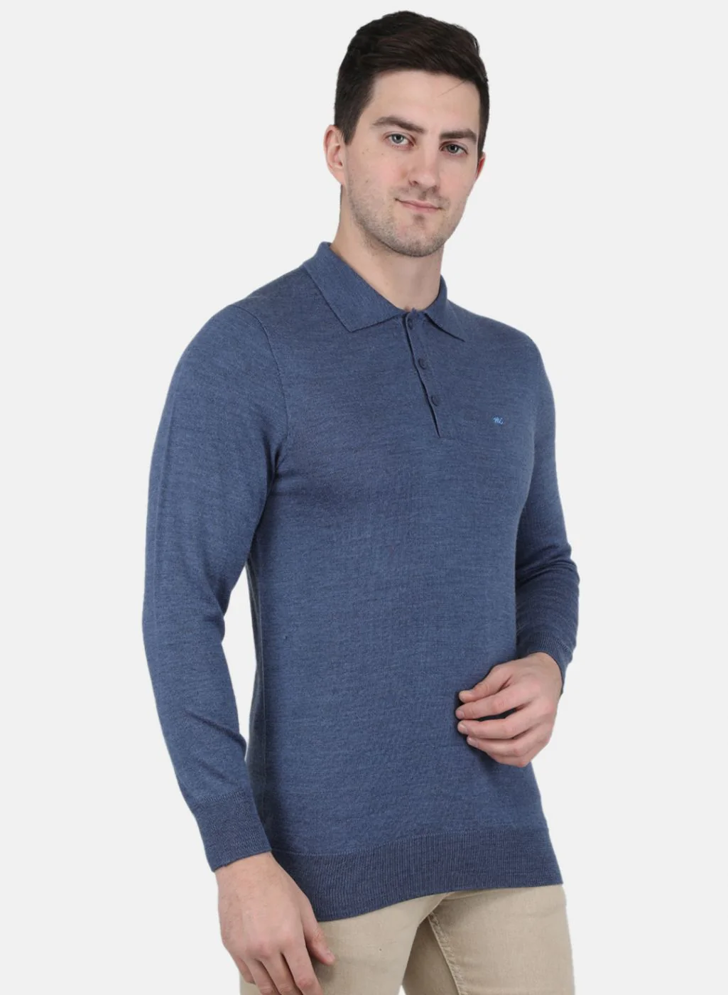Men Blue Solid T-Shirt - Image 6