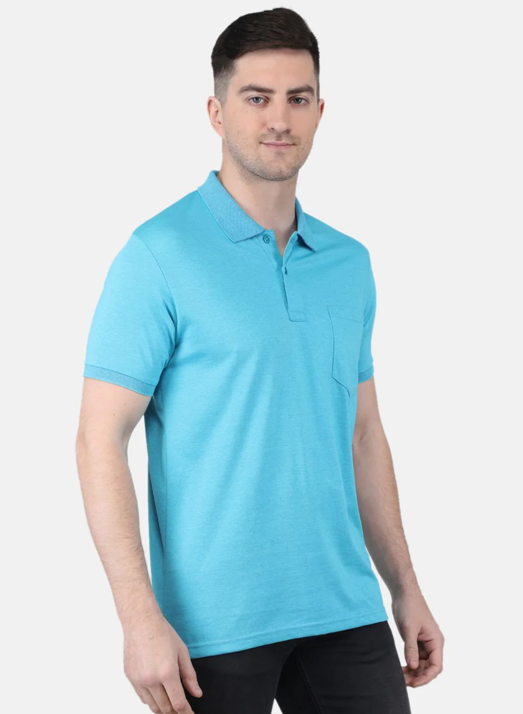 Men Blue Solid T-Shirt - Image 6