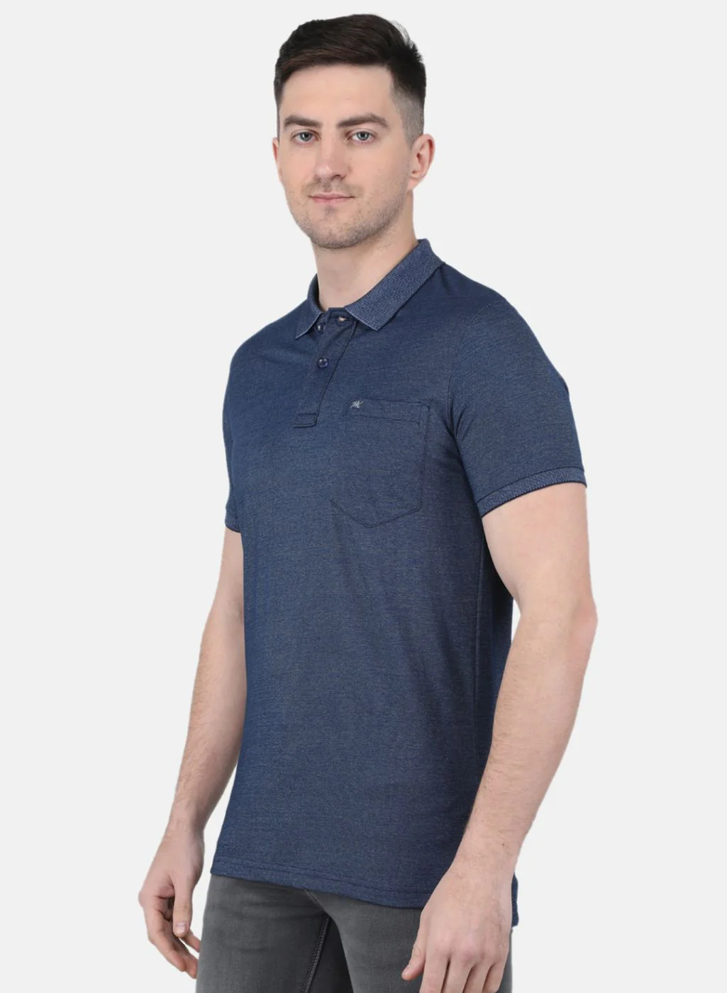 Men Blue Solid T-Shirt - Image 2