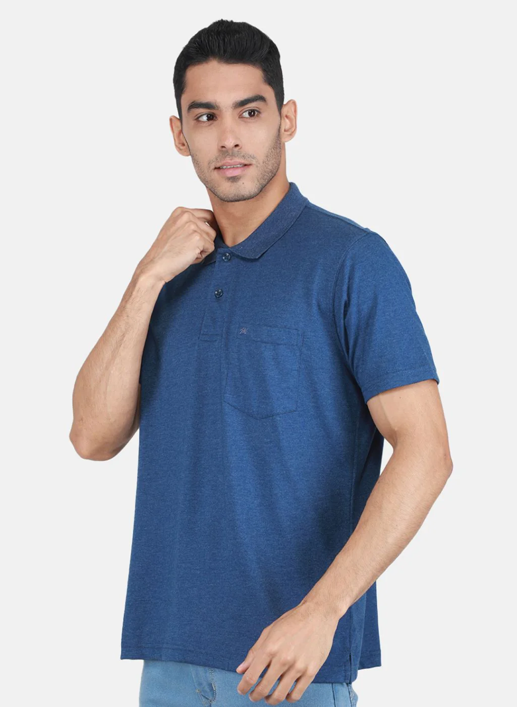 Men Blue Solid T-Shirt - Image 2