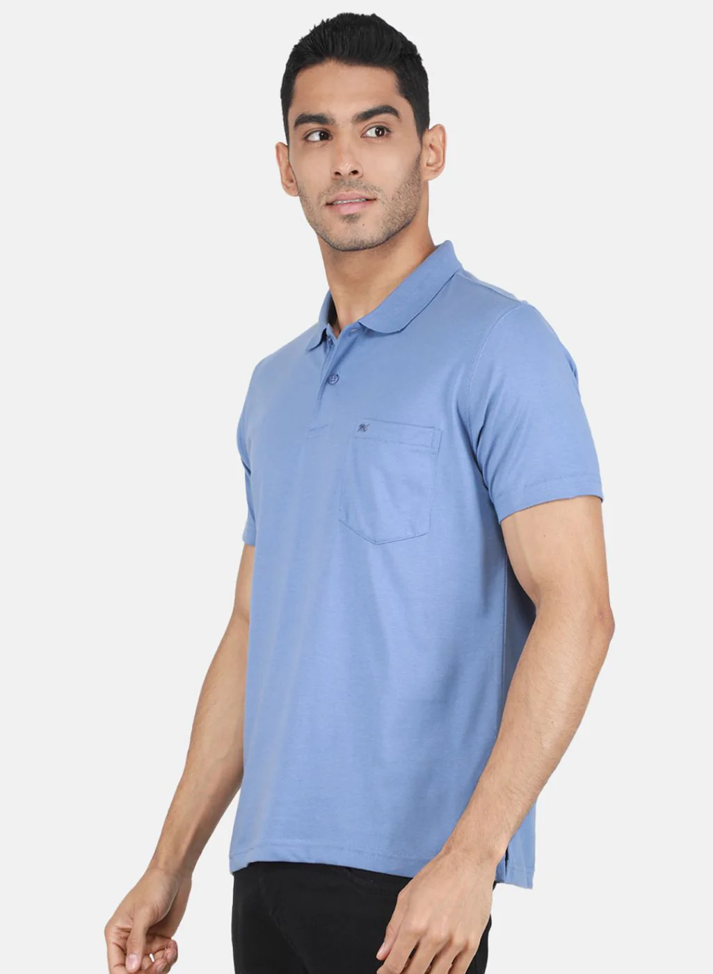 Men Blue Solid T-Shirt - Image 2