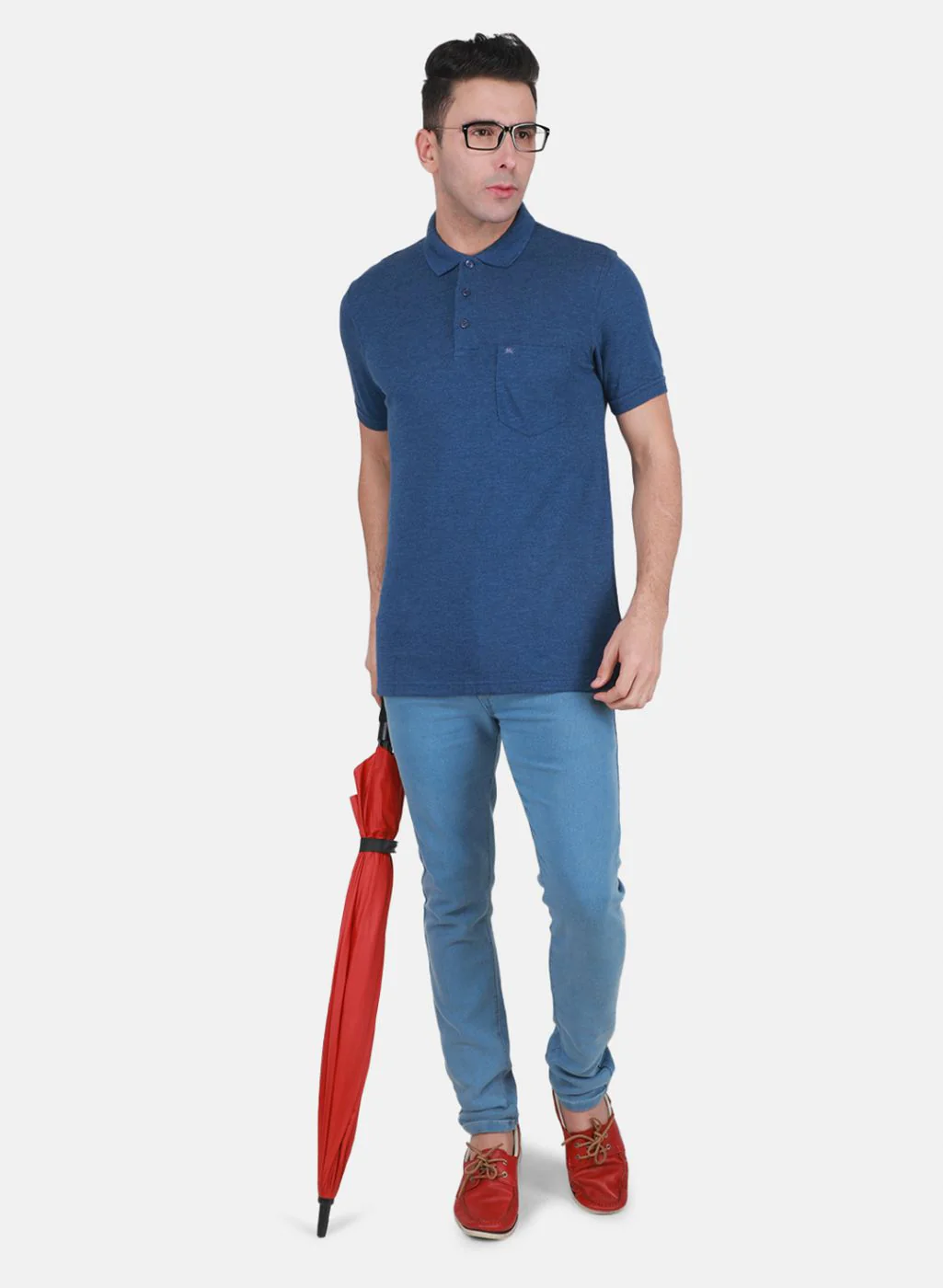 Men Blue Solid T-Shirt - Image 4