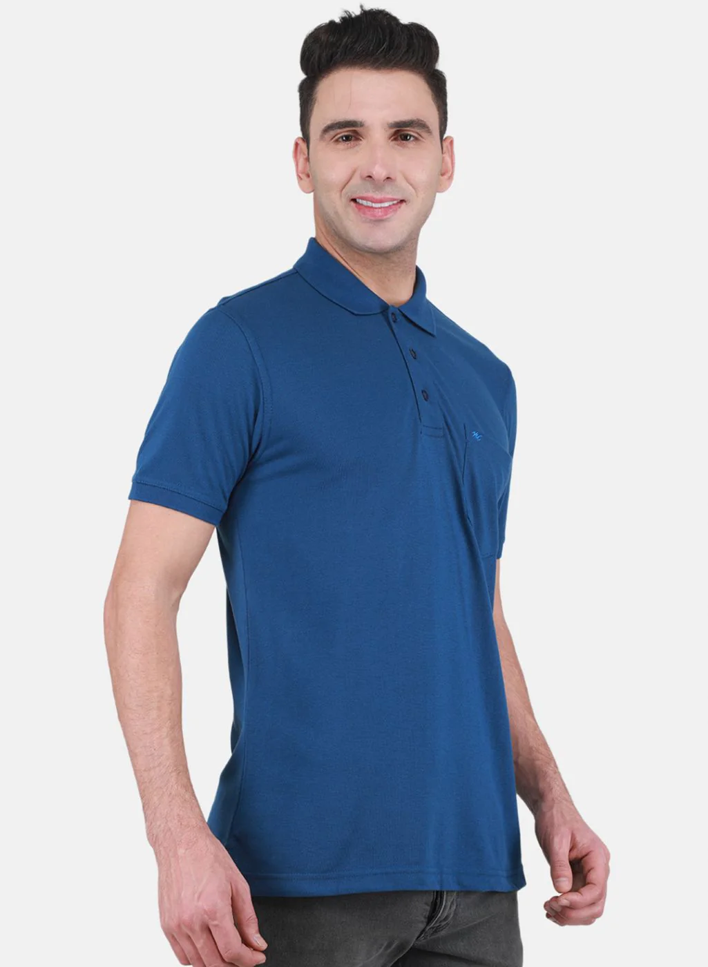 Men Blue Solid T-Shirt - Image 6