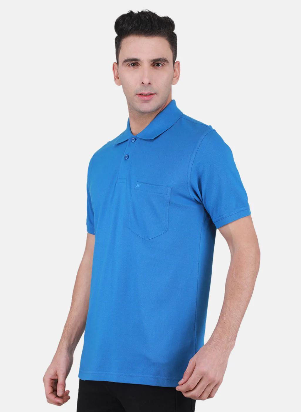 Men Blue Solid T-Shirt - Image 2
