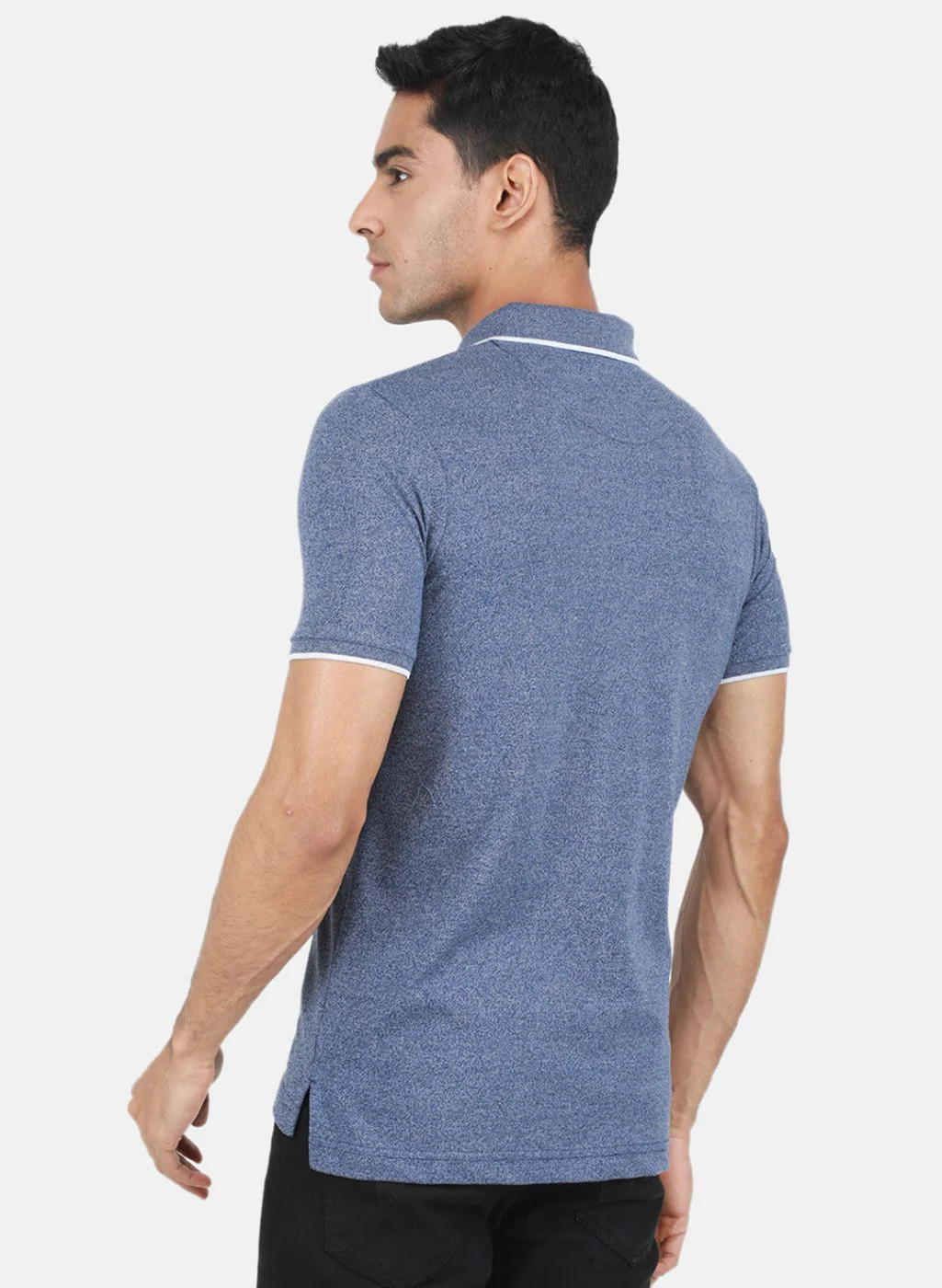 Men Blue Solid T-Shirt - Image 3