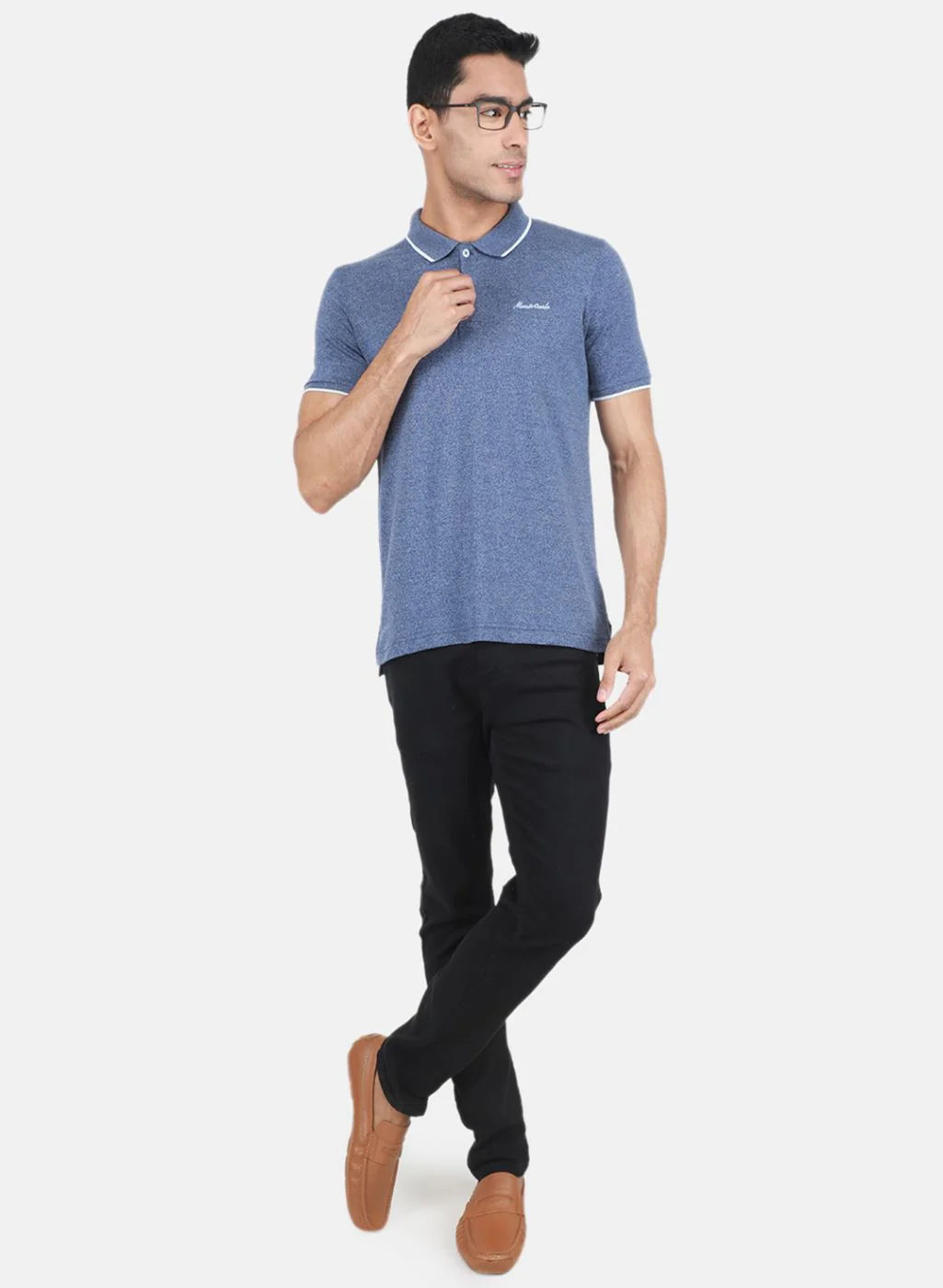 Men Blue Solid T-Shirt - Image 4