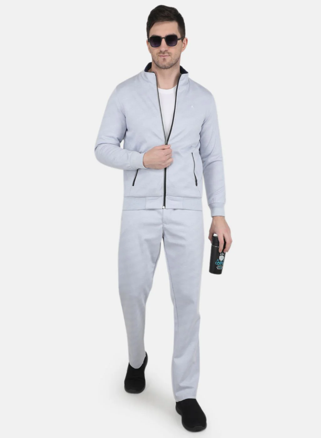 Men Blue Solid Tracksuit - Image 4