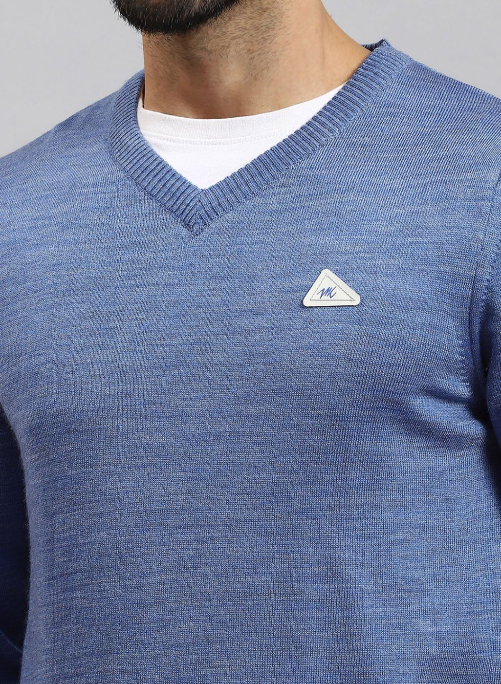 Men Blue Solid Wool blend Pullover - Image 6