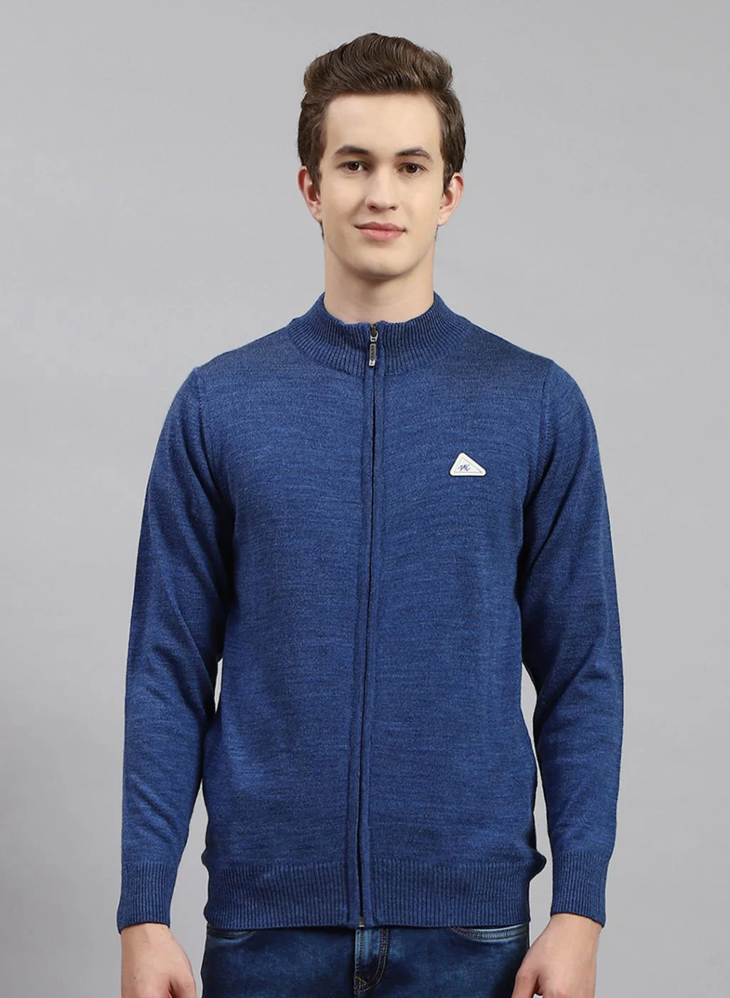 Men Blue Solid Wool blend Pullover - Image 2