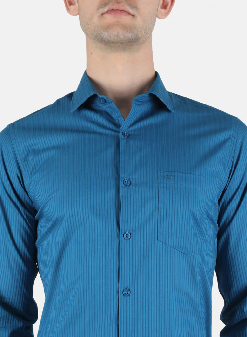 Men Blue Stripe Shirt - Image 5