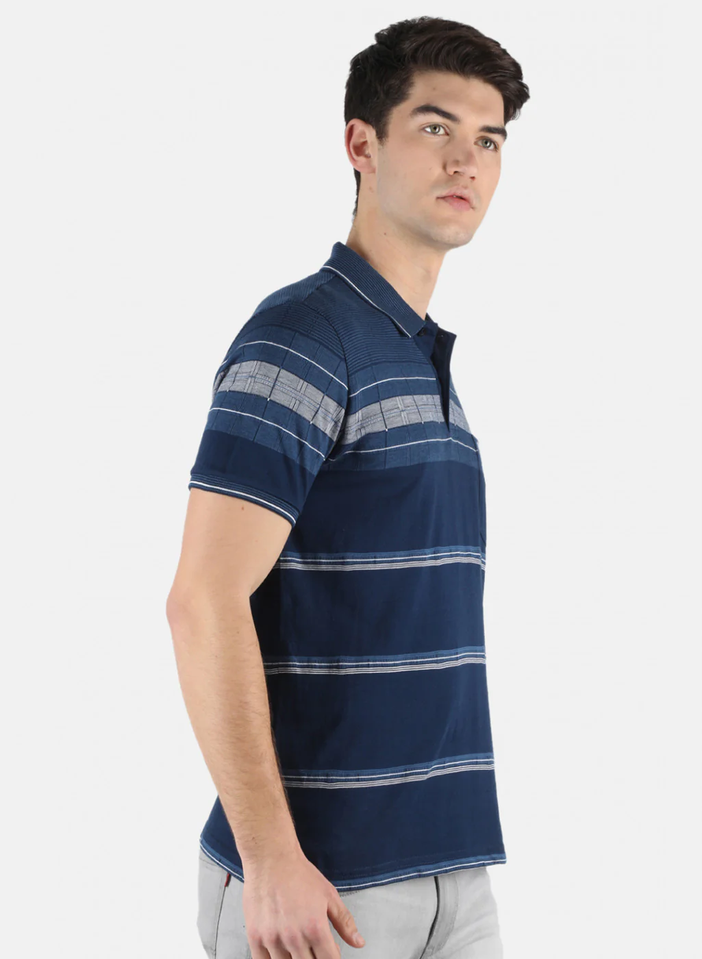 Men Blue Stripe T-Shirt - Image 5