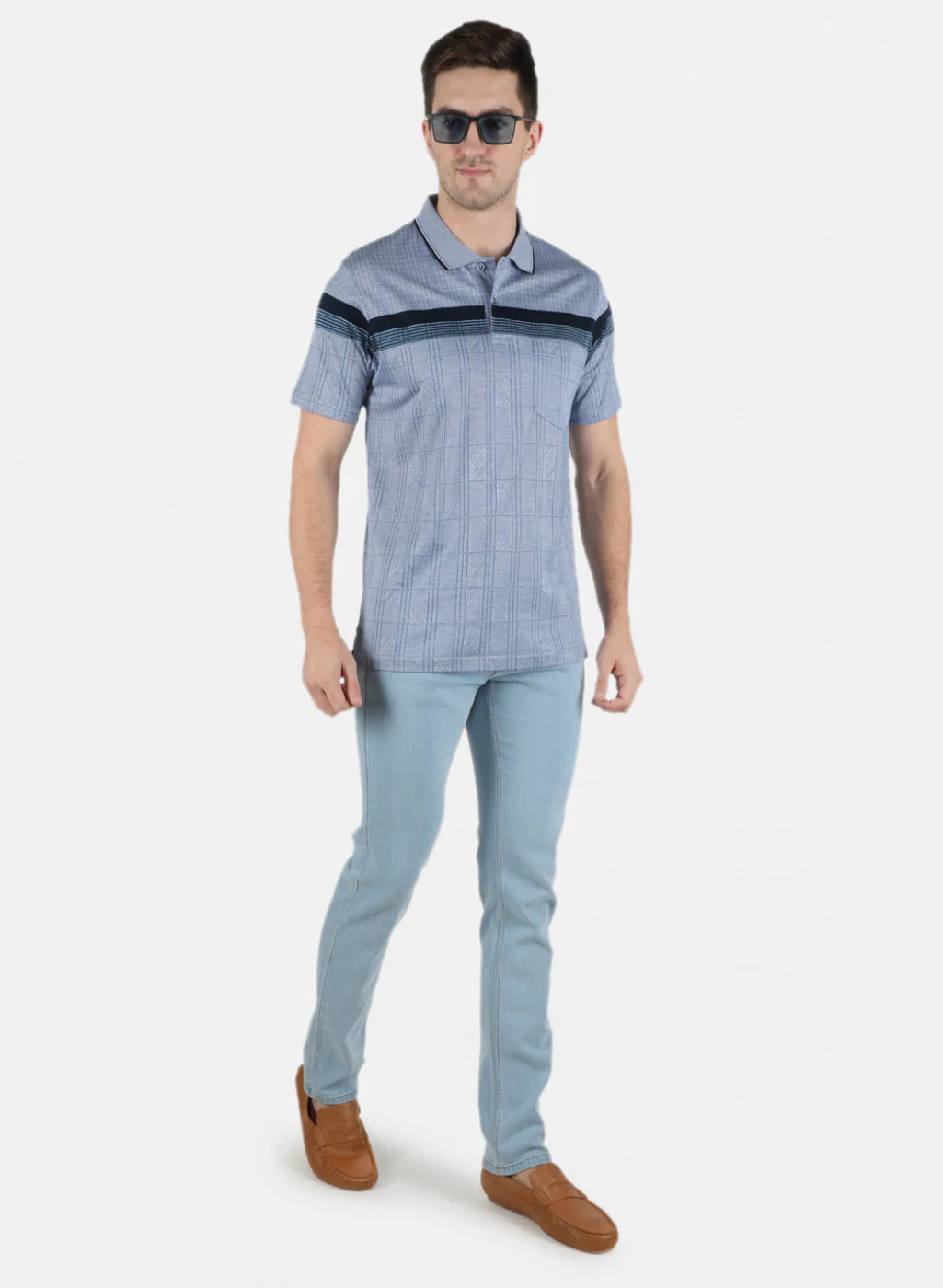 Men Blue Stripe T-Shirt - Image 3
