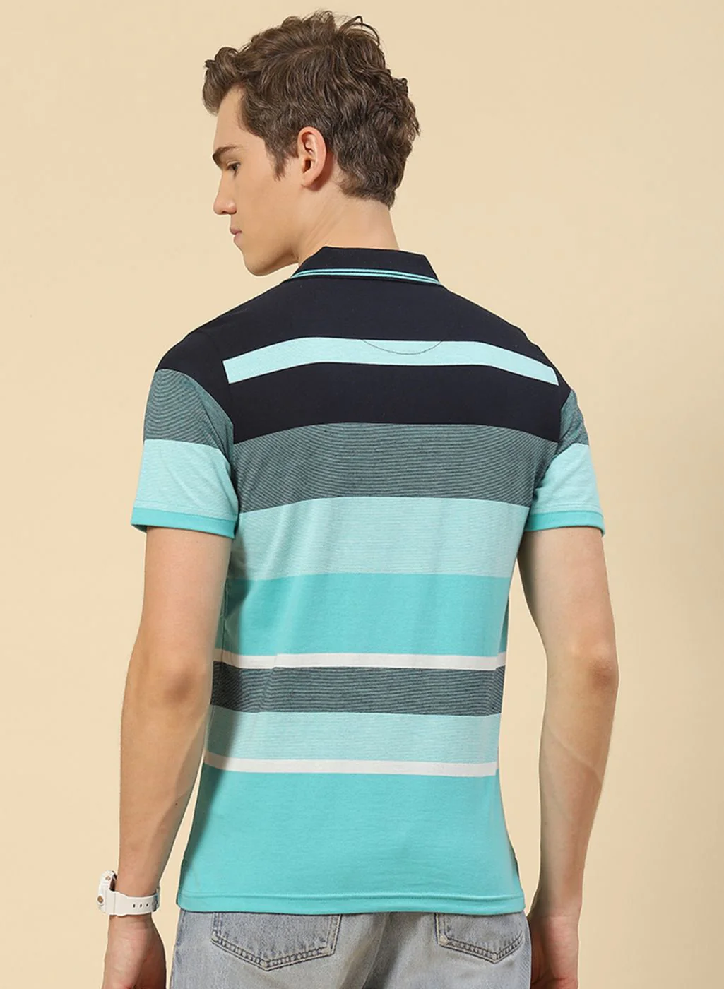 Men Blue Stripe T-Shirt - Image 4
