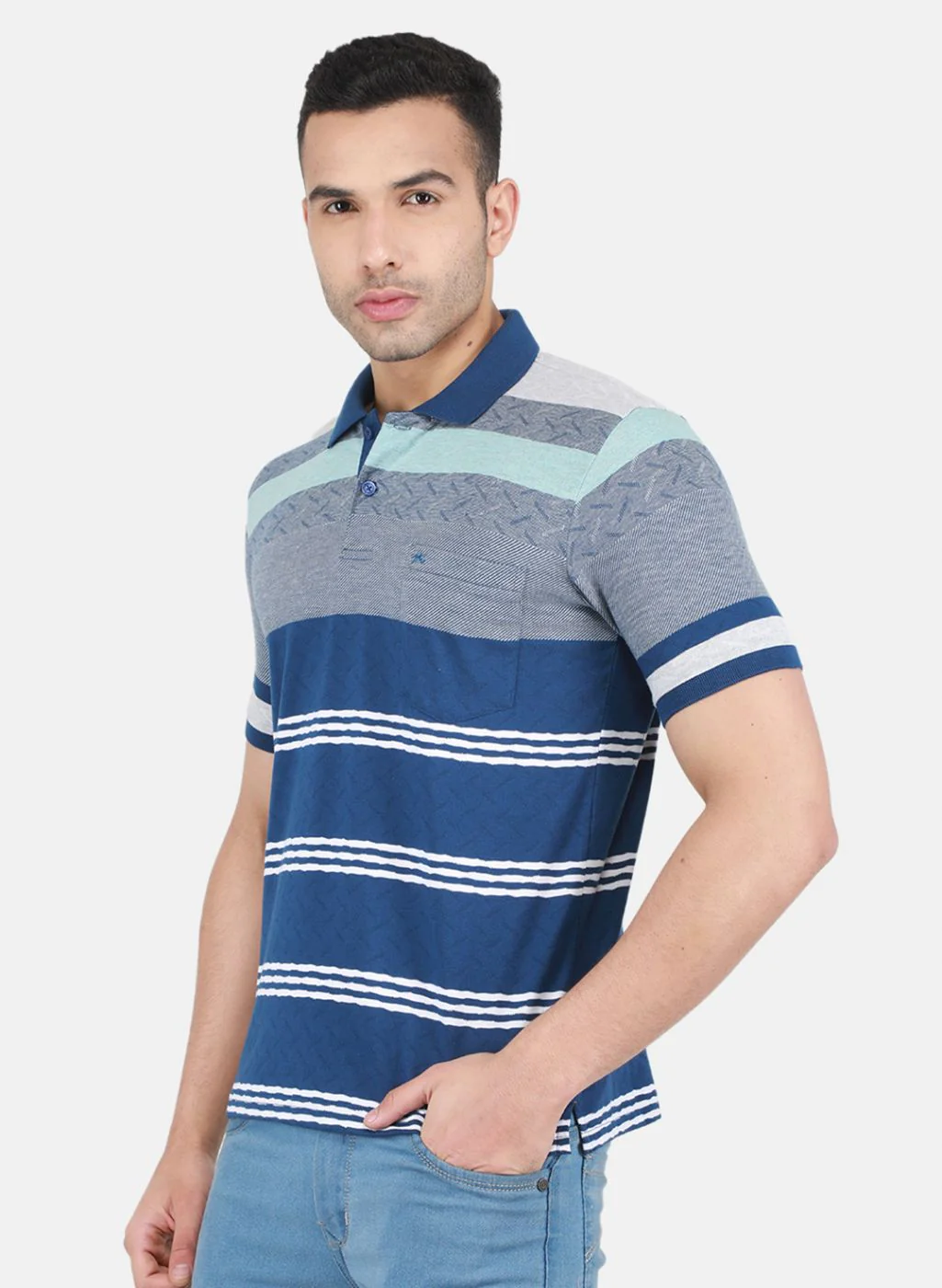 Men Blue Stripe T-Shirt - Image 2