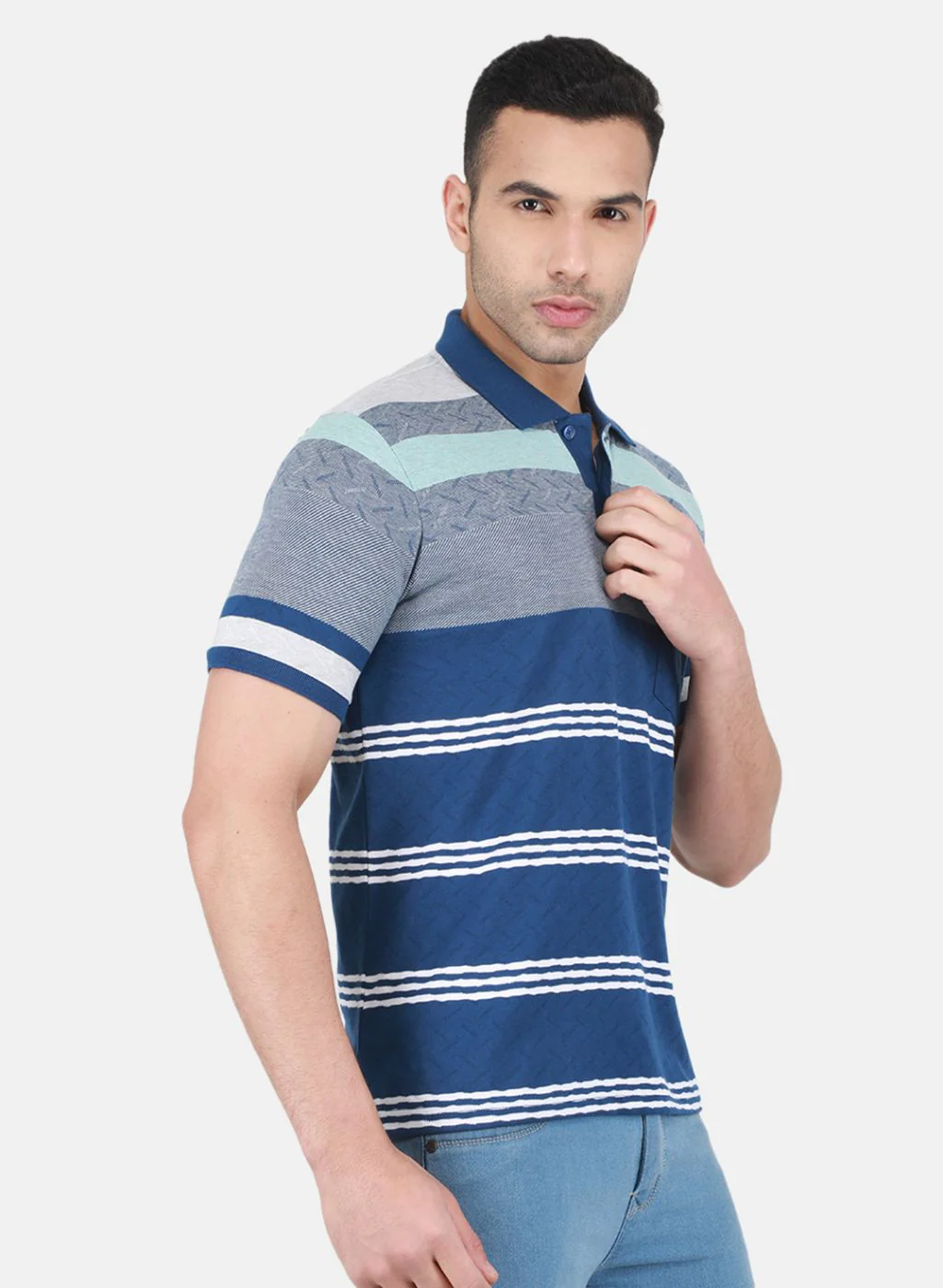 Men Blue Stripe T-Shirt - Image 6