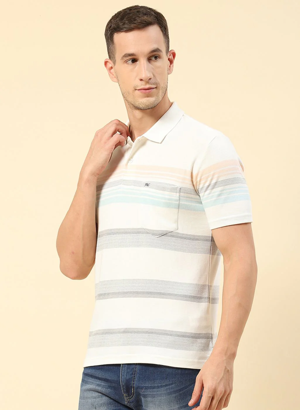 Men Blue Stripe T-Shirt - Image 2