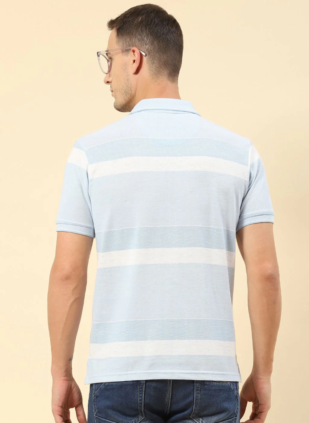 Men Blue Stripe T-Shirt - Image 4